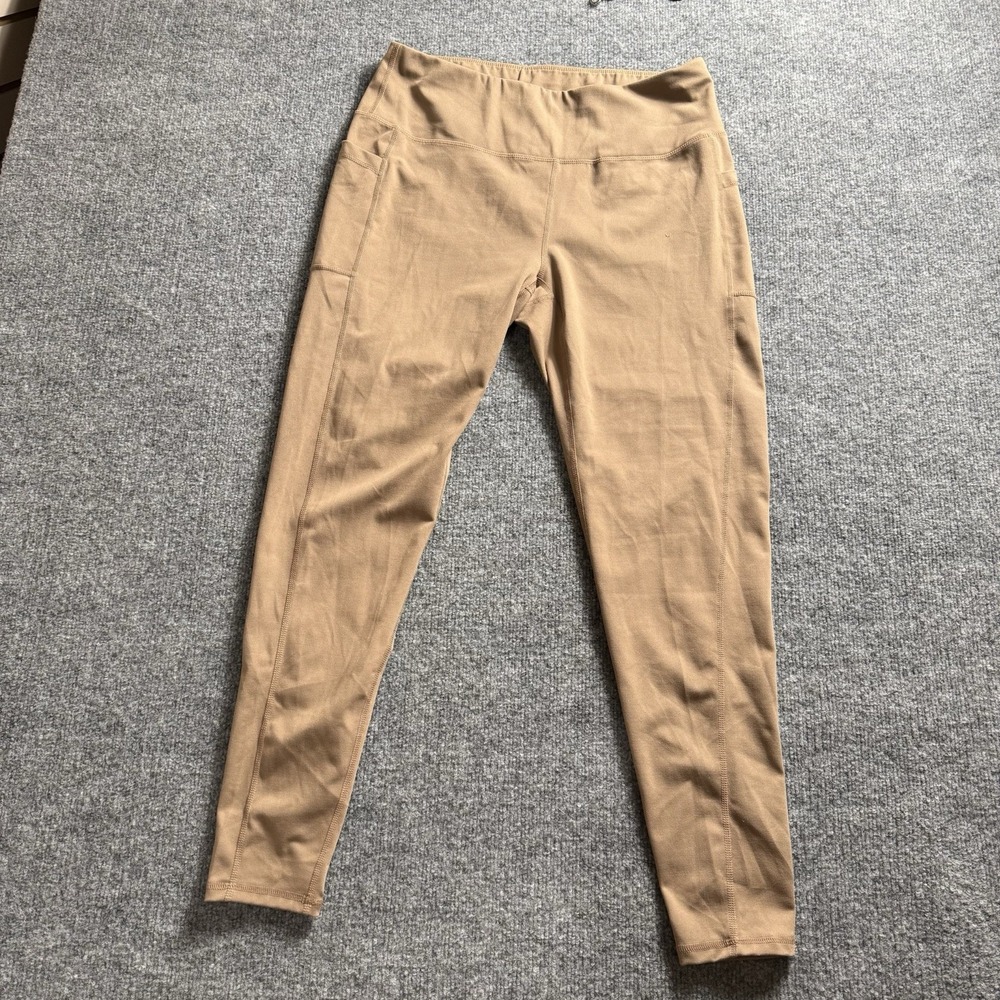 Women's High Waisted Activewear Leggings Side Pockets Nude Tan Camel Yoga Pants